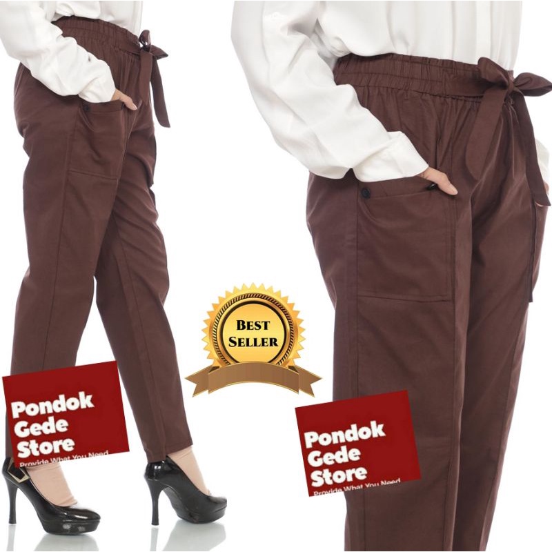 Celana Warna Coklat Tua Celana Panjang Cargo Cewek Boyfriends