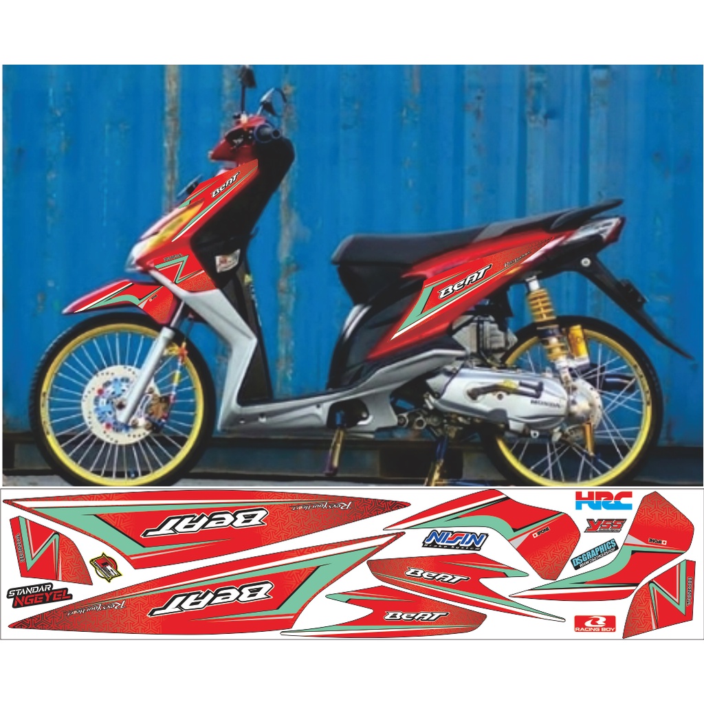 STRIPING BEAT KARBU VARIASI WARNA MERAH LIS TOSKA