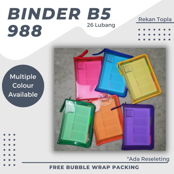 

BINDER NOTE RESLETING B5 RING 26 LUBANG / BINDER RESELETING / AGENDA