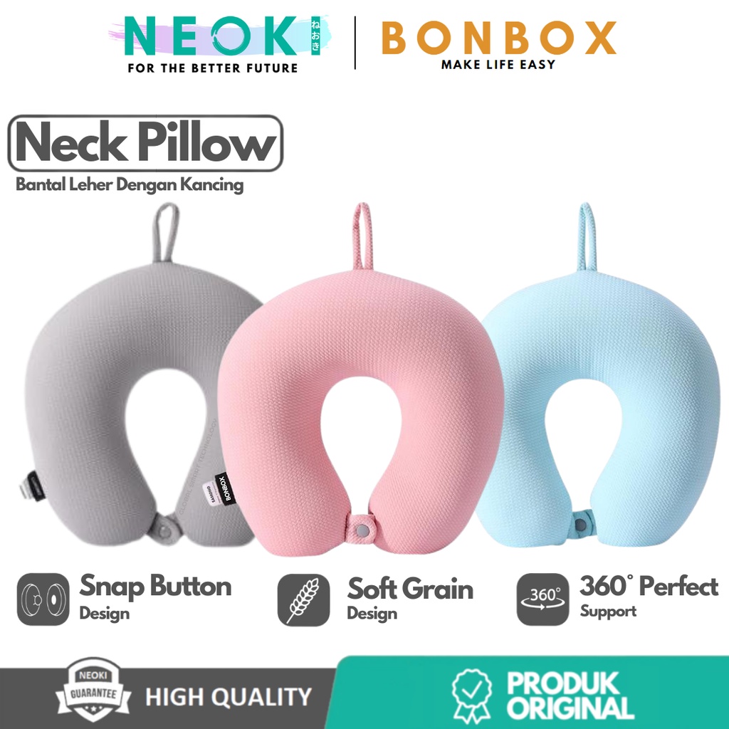 Bantal Leher  Travel Anti Pegal Serbaguna Lembut Dewasa Multifungsi Dengan Kancing U-Shaped Neck Pillow NEOKI BNP100