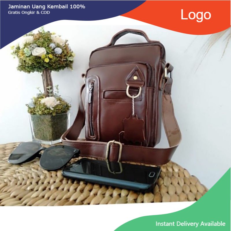 Tas selempang pria kulit asli slingbag cowok kulit asli garut sukaregang