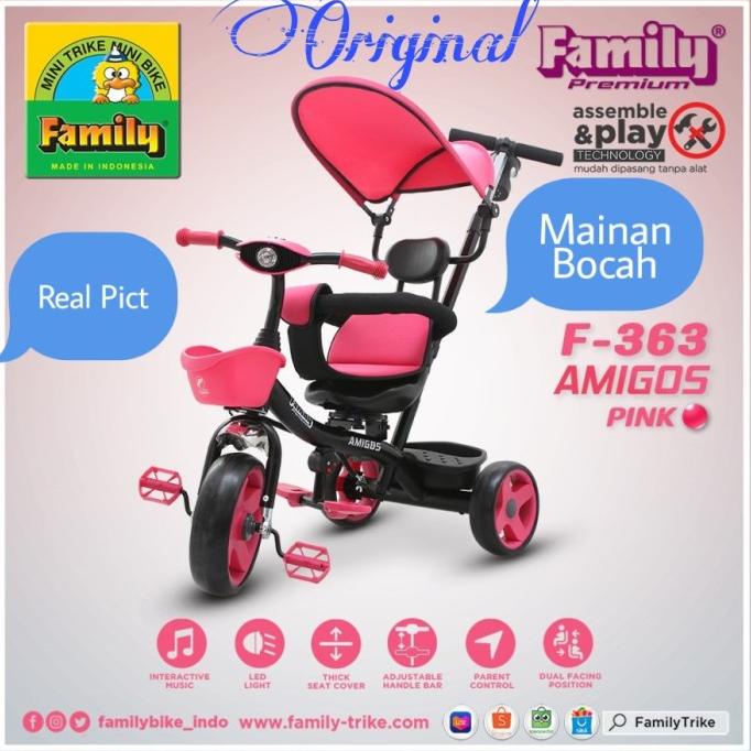 Sepeda Anak Roda Tiga Family Amigos F-363 Sepeda Stroller Family 363 #Original