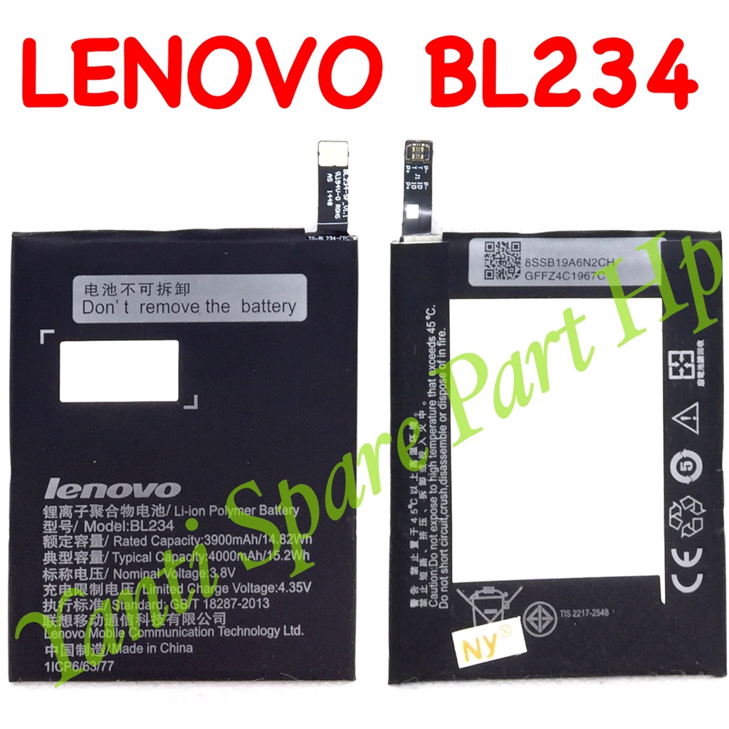 Baterai Lenovo P1M P70 P70T P90 A5000 BL234 Orignal New