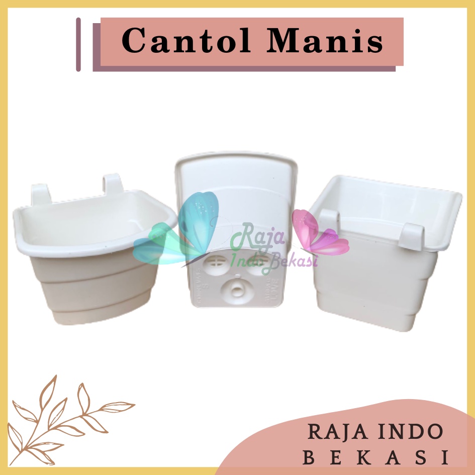 Pot Dinding Tempel Cantol TIP Manis Putih - Pot Dinding Tempel Mini Murah Unik Pot Tempel Vertical Garden Pot Argo Mini