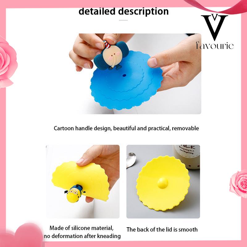 CODTutup Cangkir Silikon Kreatif Penutup Mangkuk Tertutup Anti Bocor Tahan Debu-FA