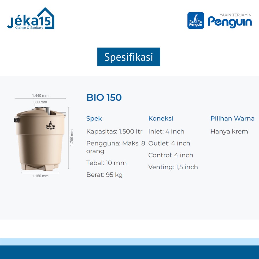 SEPTIC TANK PENGUIN BIOROTECH / TANGKI PENGUIN 1000L 1500L