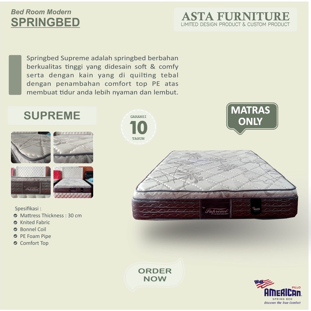 SPRINGBED AMERICAN PILLO TYPE SUPREME MURAH (KASUR ONLY)