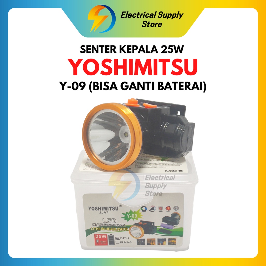 SENTER KEPALA YOSHIMITSU 25 WATT Y-09 BATERAI MUDAH DIGANTI