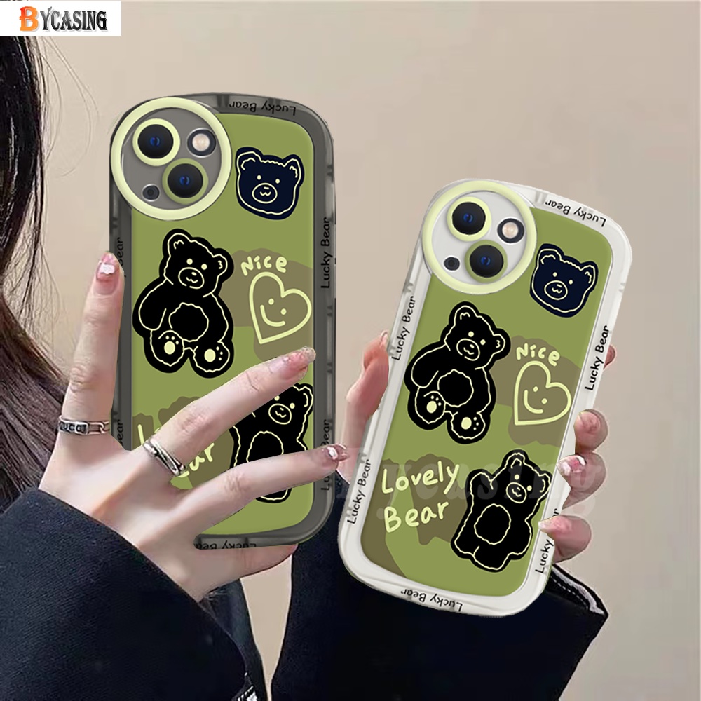 Realme 10 4G Realme C33 C35 C21Y C25Y Realme5 5i 6i C3 C21 C11 2021 C25 C15 C12 C2 C3 C1 Narzo 50A Lensa Prime Oval Matcha Lucky Bear Shockproof Soft Phone Case Cover BY