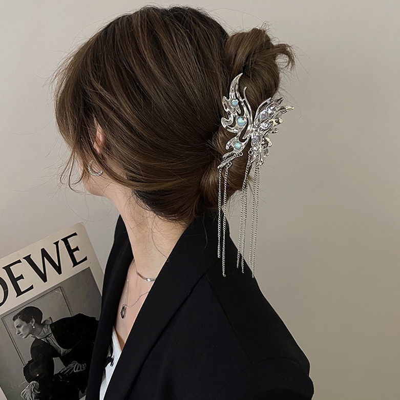 Moonstone Butterfly Fringe Metal Fringe Jepit Rambut Kupu-Kupu Hiu Klip Aksesoris Kepribadian Versi Korea