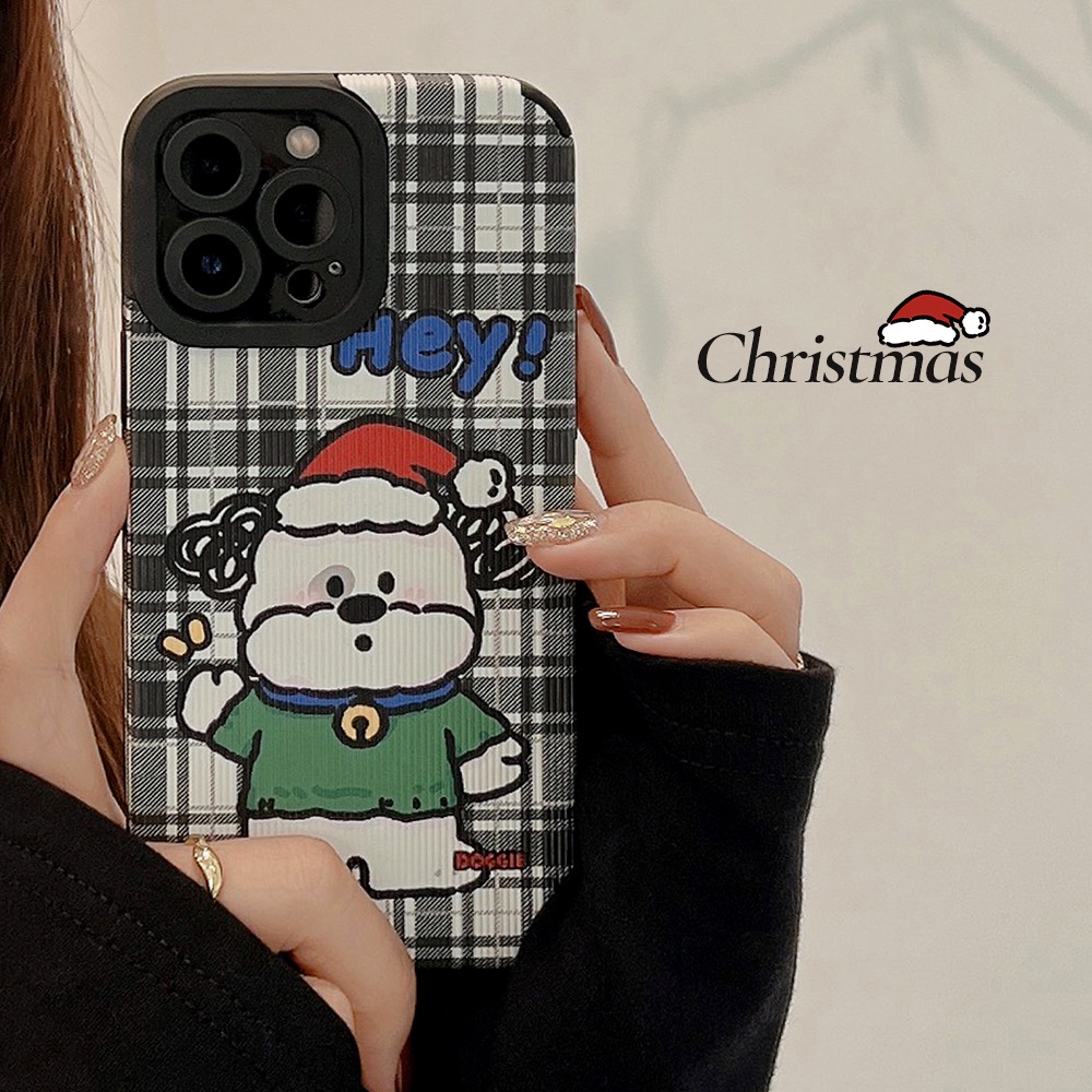 Case Bahan Kulit Motif Kartun Anjing Natal Untuk Iphone 7 8 PLUS X XR XS 11 12 13 14 MINI PRO MAX SE 2020