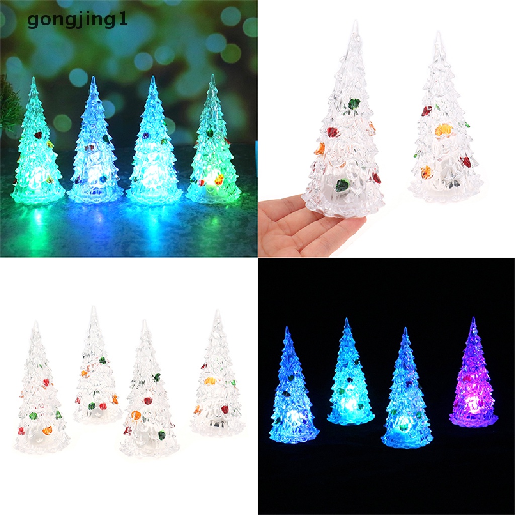 Ggg Pohon Natal Mini Pohon Natal Lampu LED Ornamen Rumah Boneka Christmas Tree Warna Warni Cahaya ID