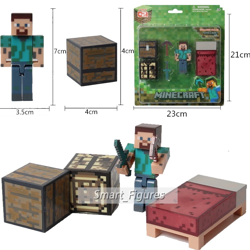 Diamond Steve Minifgures Enderman Creeper Villager Iron Golem Green Steve Mini Angka Mainan Hadiah MC Sandbox Game