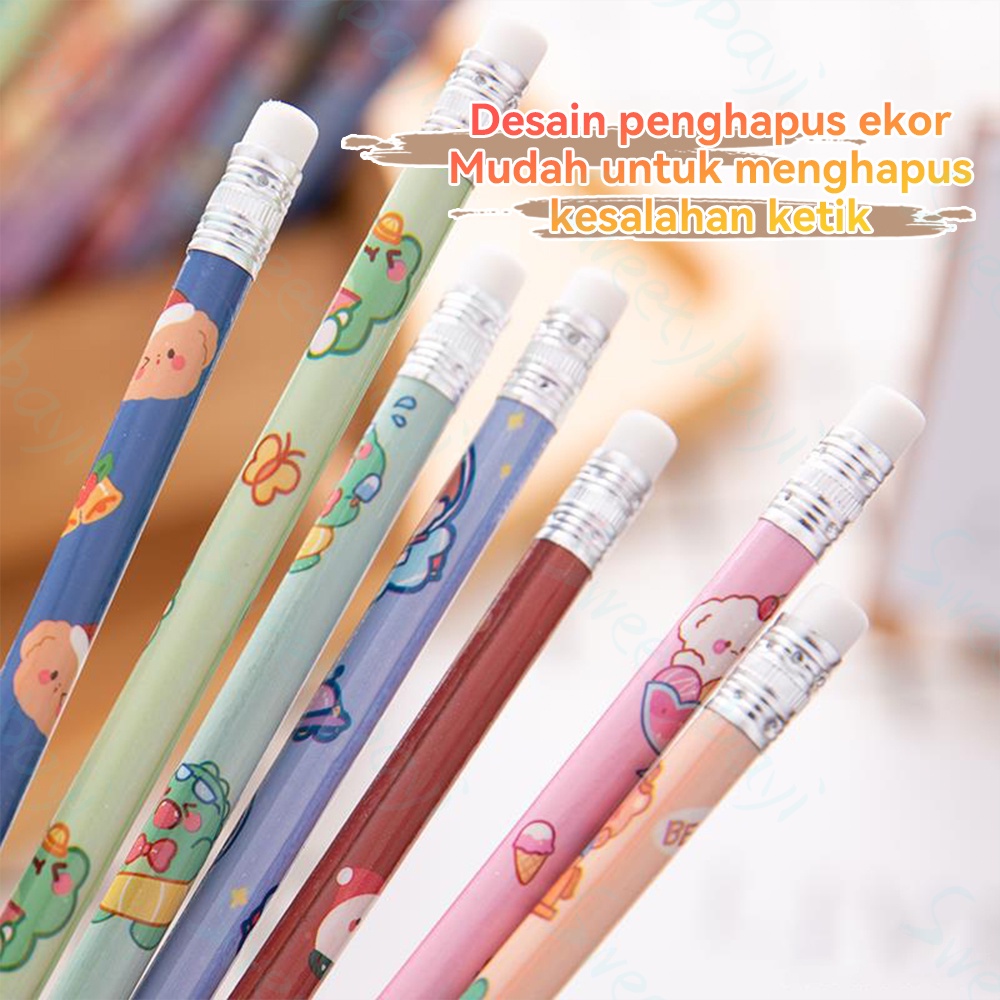 Sweetybayi 6pc Pensil set lucu Pencil tulis Alat tulis sekolah