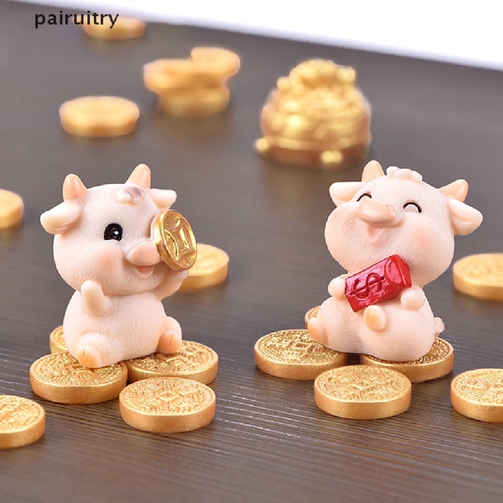 Prt DIY Mini Miniatur OX Ornamen Taman DIY Dekorasi Aksesoris Rumah Boneka Ternak PRT