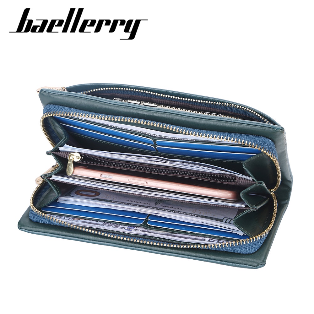 DOMPET PANJANG WANITA LIPAT BAELLERRY ORIGINAL KULIT HIJAU DIETERA WA617T3 SIMPLE CEWEK MURAH KOREA RESLETING KARTU UANG KOIN PREMIUM REMAJA KEKINIAN FASHION BRANDED BATAM