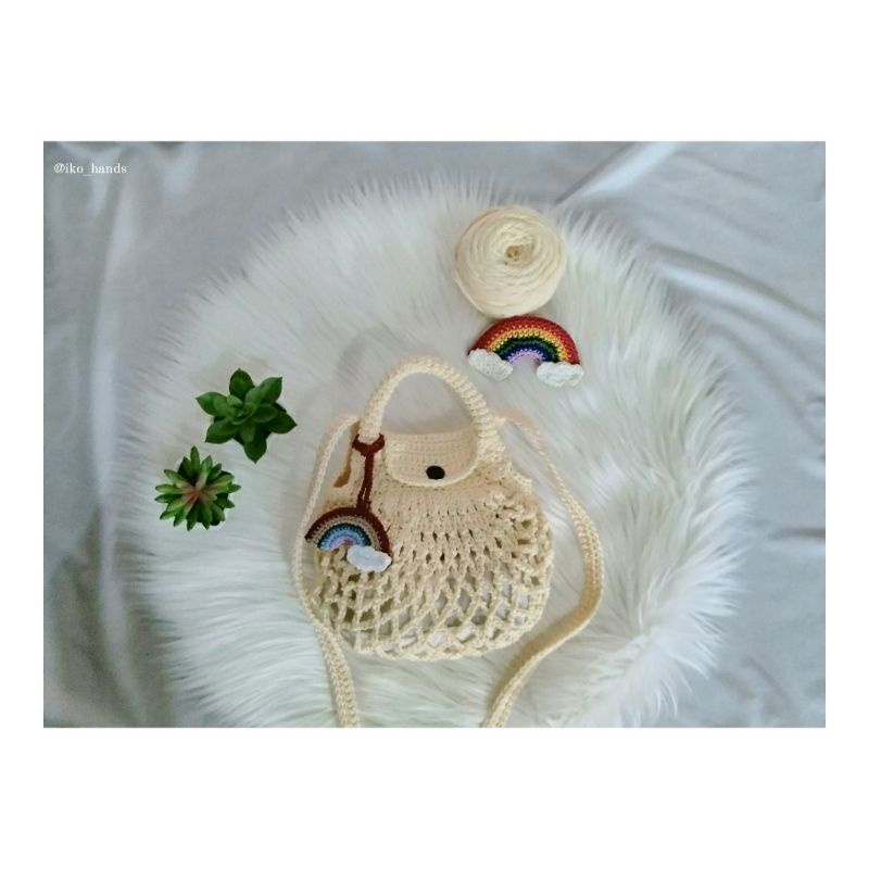 Le Filet Net Bag Tas Rajut Musim Panas Tas Rajut Jaring Handmade Lucu Slingbag Rajut