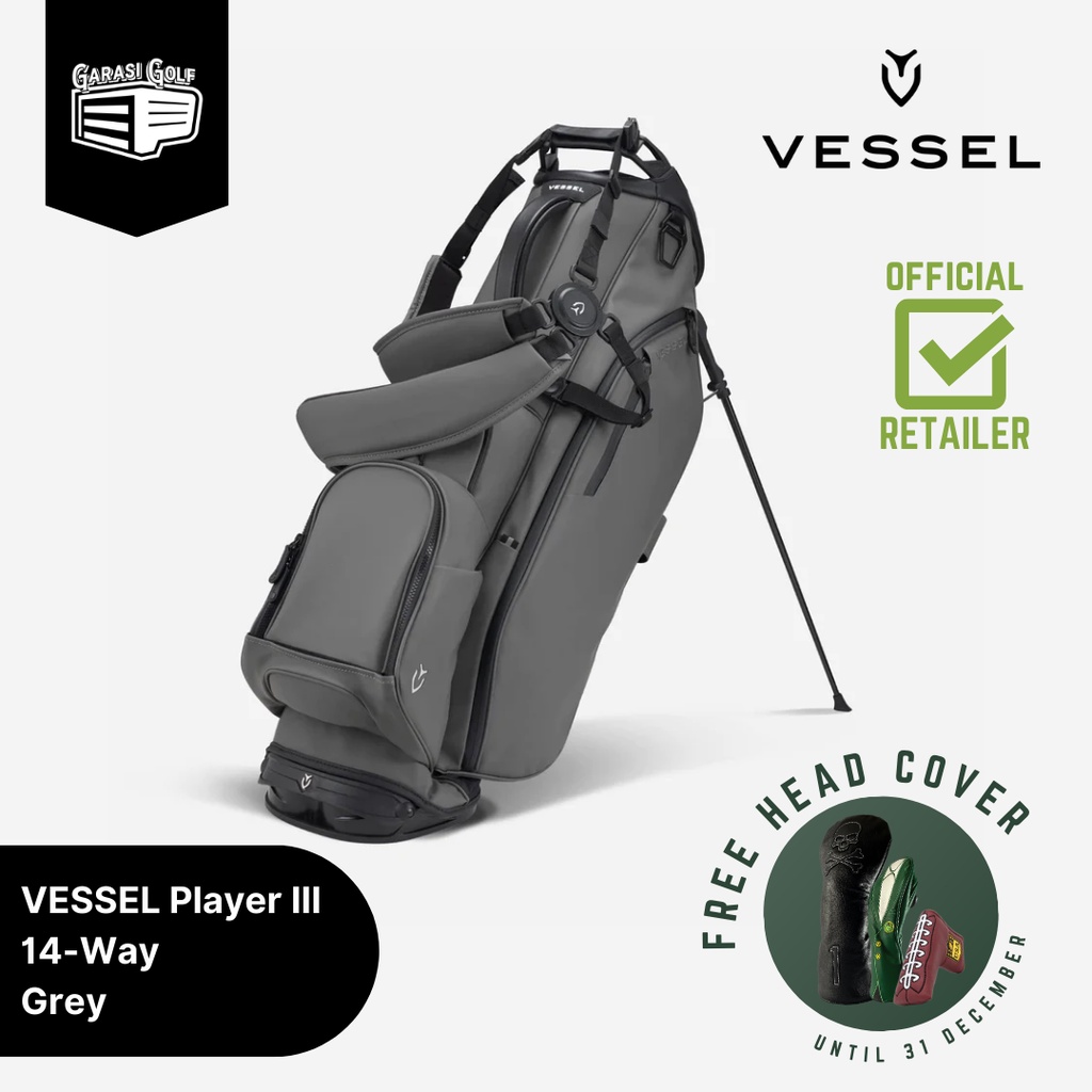VESSEL Player III 14-Way Stand Bag Golf Grey -Tas Stick Original