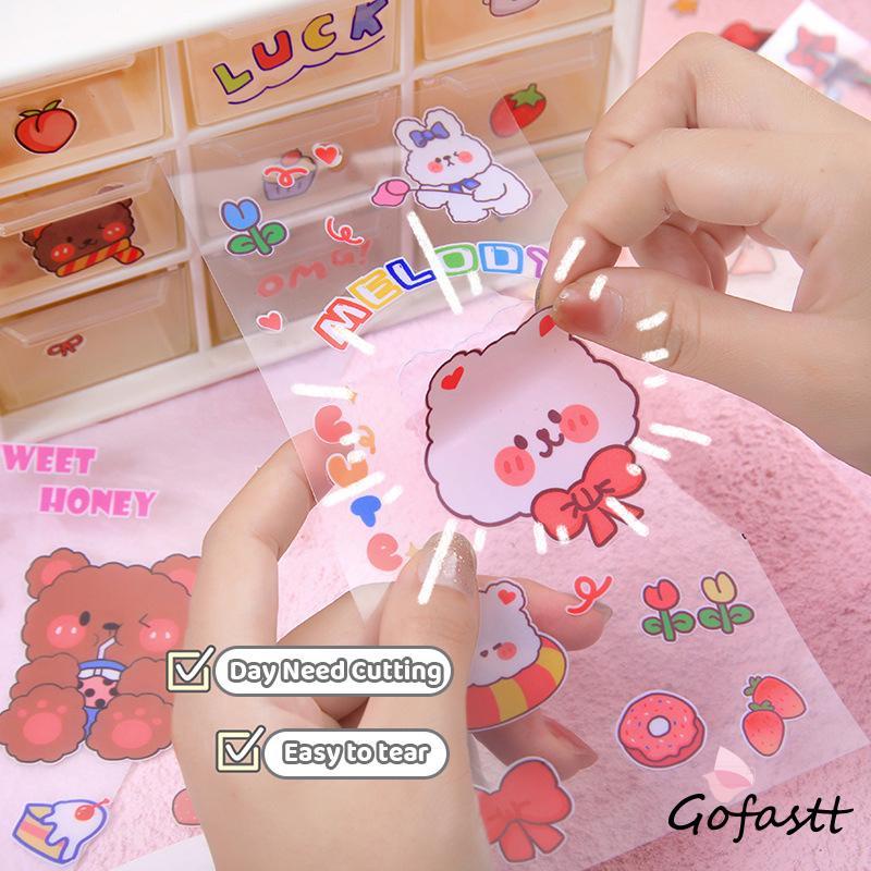Kartun Lucu Stiker Buku Pegangan Bahan Stiker Dekorasi Transparan Gelas Air Alat Tulis G