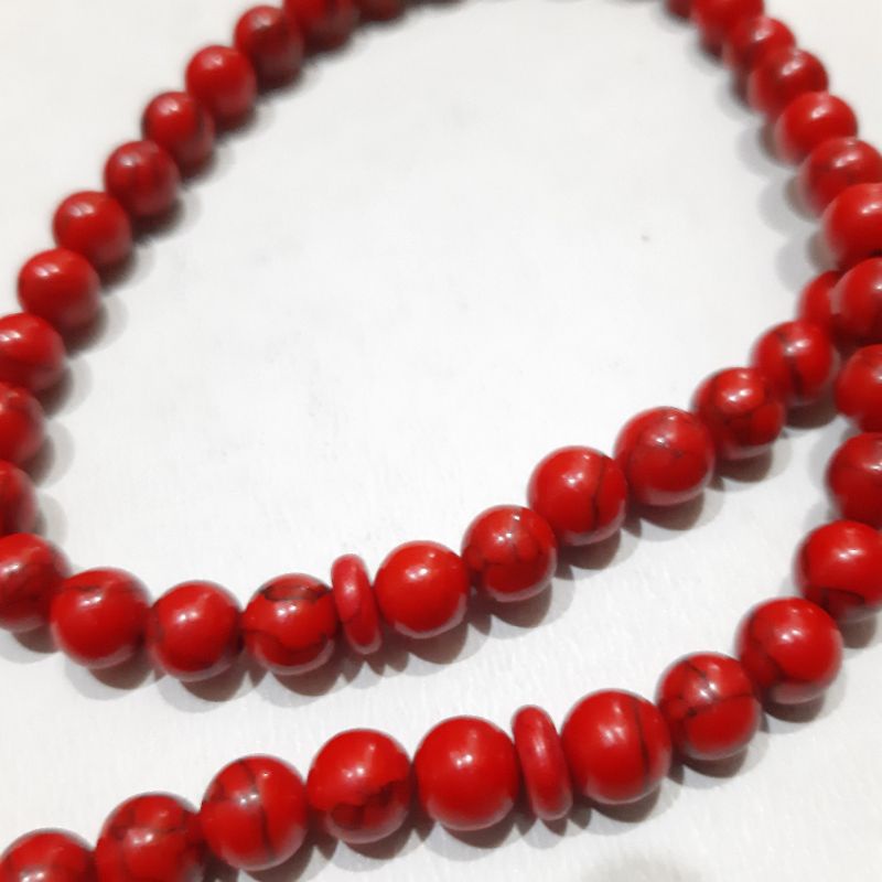 TASBIH BATU PIRUS MERAH 8MM 99BUTIR  TASBIH BATU PIRUS MERAH