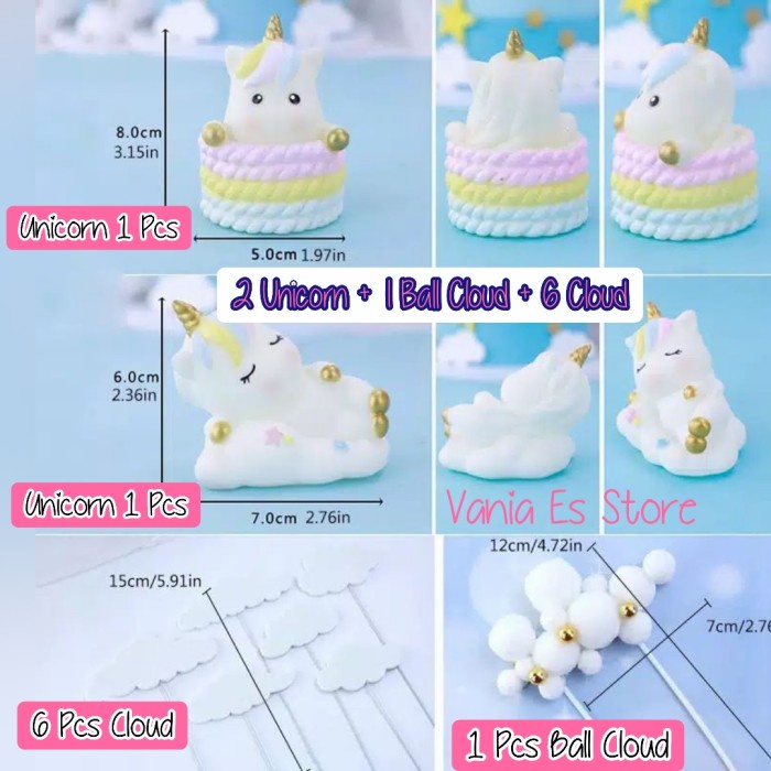 Topper Topper Cake Unicorn / Set 9 Pcs / Tema Kue Ultah Unicorn