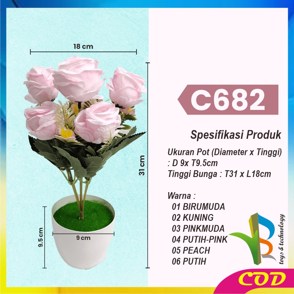 RB-C682 C684 Pot Tanaman Bunga Lily Artificial Dekorasi Rumah / Tanaman Hias Plastik Pot Bunga Hias Bunga Artifisial Dekorasi