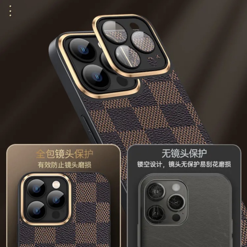 Case black Plaid High Quality Fashion With lens protection for iPhone 14 13 12 11 Pro Max CASE