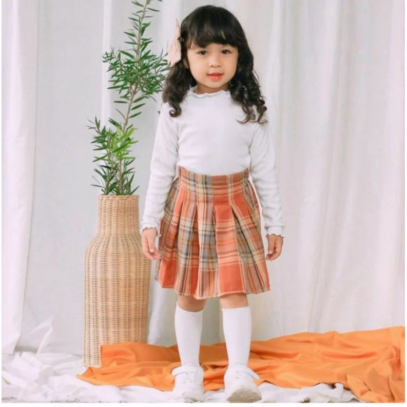 KEZIA SKIRT ROK ANAK LIPIT 1-6 TAHUN MOTIF FLANEL