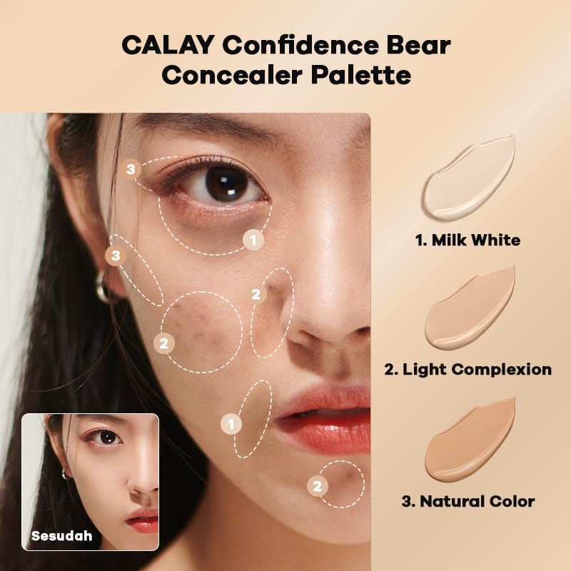 CALAY CONCEALER PALETTE FULL COVERAGE 3 SHADE CONFIDENCE BEAR [SWEETSPACE]