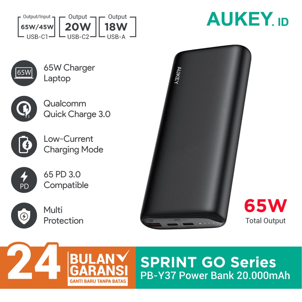 Aukey Powerbank PB-Y37 Sprint Go 20000mAh Power Deliver - 501427