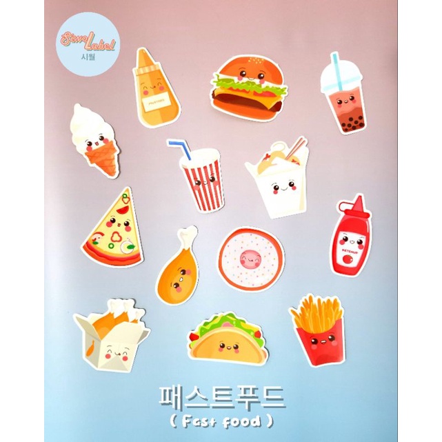 

Set Stiker Makanan (13 pcs) | Stiker Journal | Stiker Laptop | Stiker Handphone | Stiker Kartun Korea