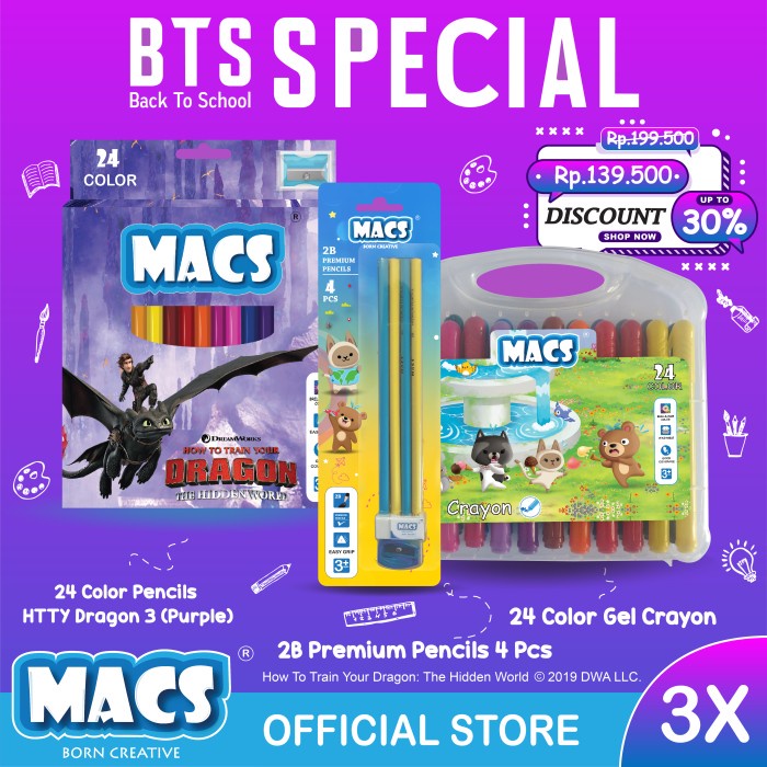 

BTS SPECIAL MACS PENSIL 2B PENSIL WARNA GEL CRAYON