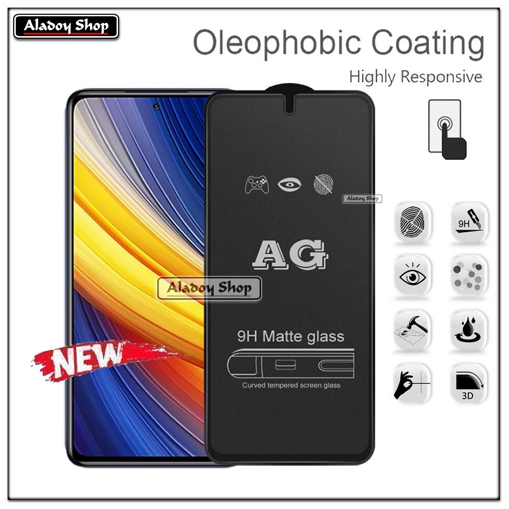 Paket 3IN1 Tempered Glass Layar Matte Anti Glare XIAOMI POCO X3/X3 PRO Free Tempered Glass Camera dan Skin Carbon