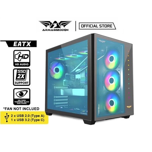 Casing Gaming Armaggeddon Tessaraxx Core 12 Air E-ATX | Black PC Case