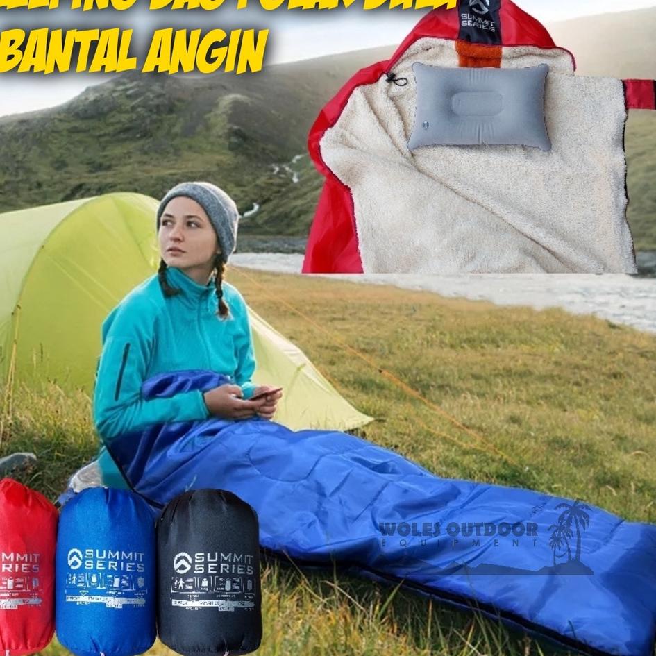 Pasti Hemat PAKET SLEEPING BAG BULU TEBAL &amp; MATRAS CAMPING + BANTAL ANGIN / PAKET SLEEPING BAG DAN MATRAS