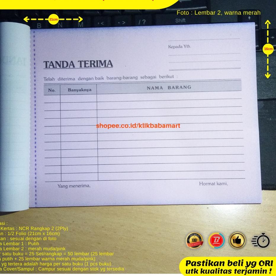 

(Y-8-T♫♪) BUKTI TANDA TERIMA BARANG LANDSCAPE 1/2 FOLIO 2 RANGKAP 2 PLY PUTIH MERAH super keren