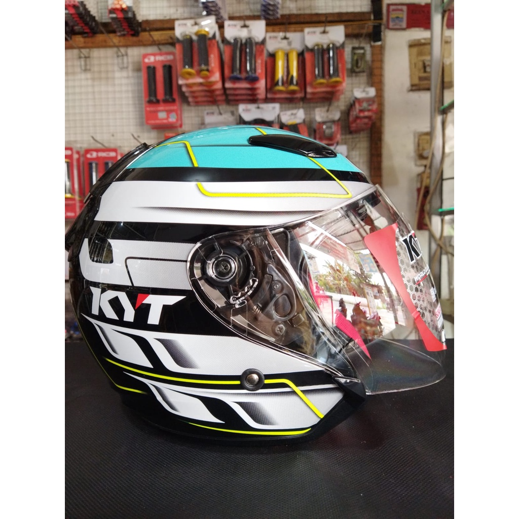 KYT DJ Maru Helm KYT DJ Maru Motif Black Blue Flourence #13