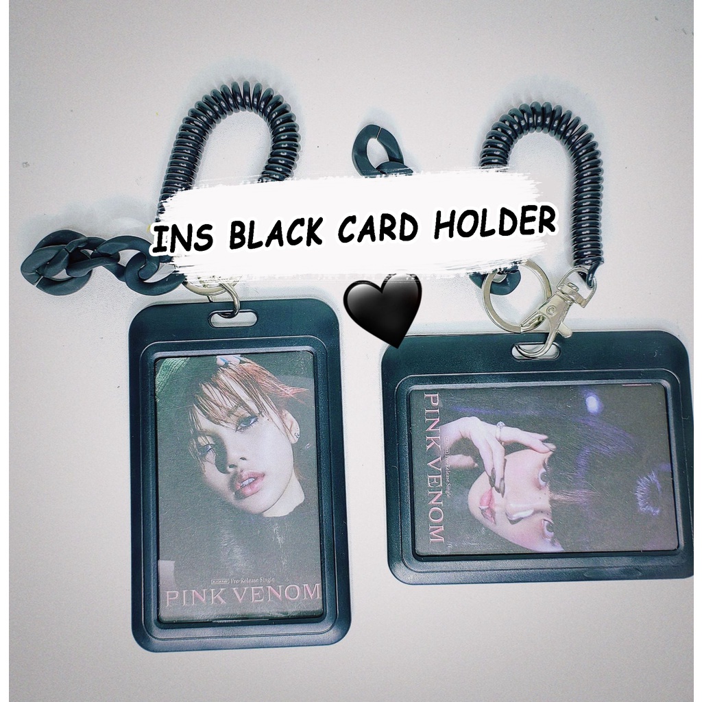 Ins Black Card Holder Idol Photocard Slip Case Gaya Gelap Tempat Kartu Liontin Kartu Sekolah Siswa Melindungi Alat Tulis Dalam Stok New Arrival LY