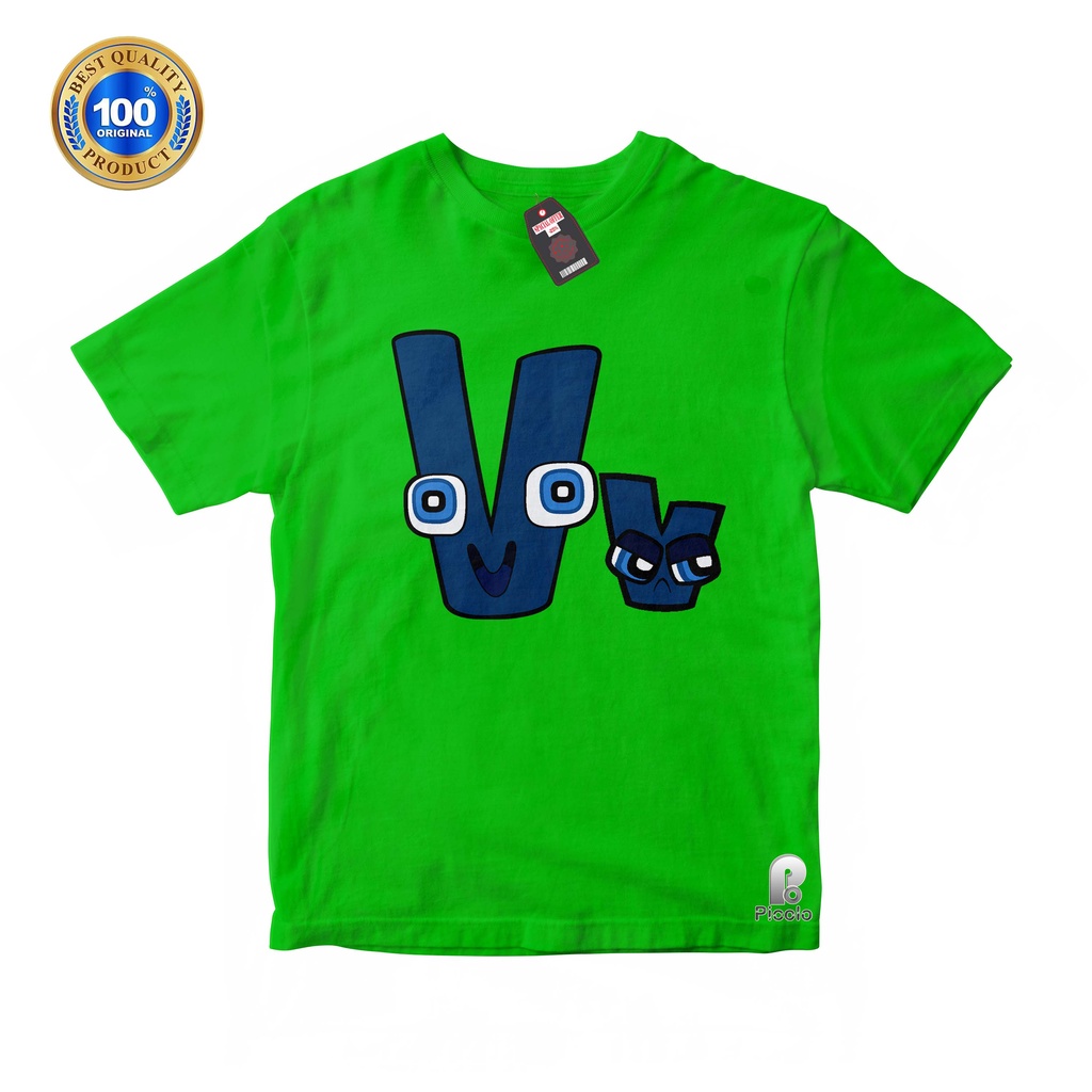 BAJU ANAK KAOS ATASAN ANAK HURUF V ALPHABET LORE UNISEX Bahan COTTUN (FREE NAMA)