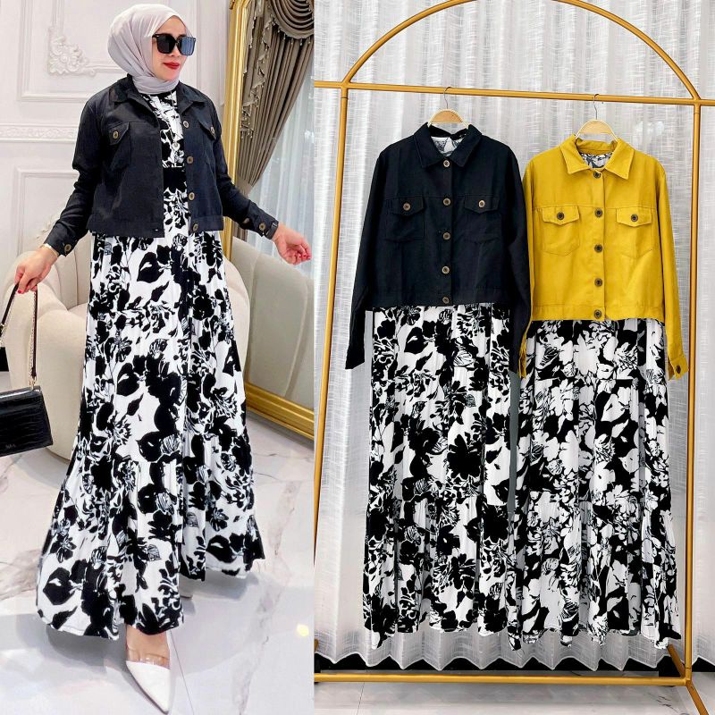 Monika Set, SETELAN WANITA MUSLIM CANTIK FIT XL ZIPPER BUSUI TERMURAH OOTD