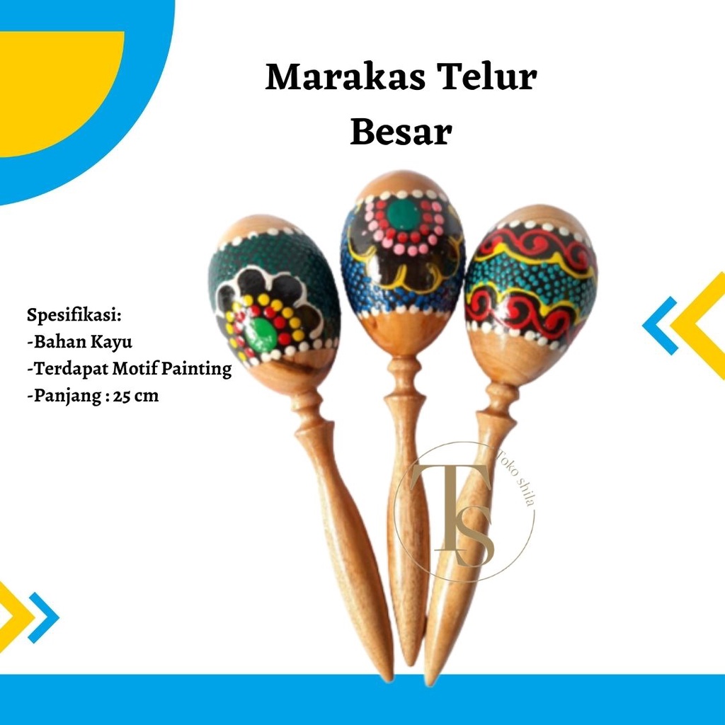 Marakas Kayu Shaker  Maracas Perkusi Kecrekan Alat Musik Tradisional Gandengan Jimbe Gendang