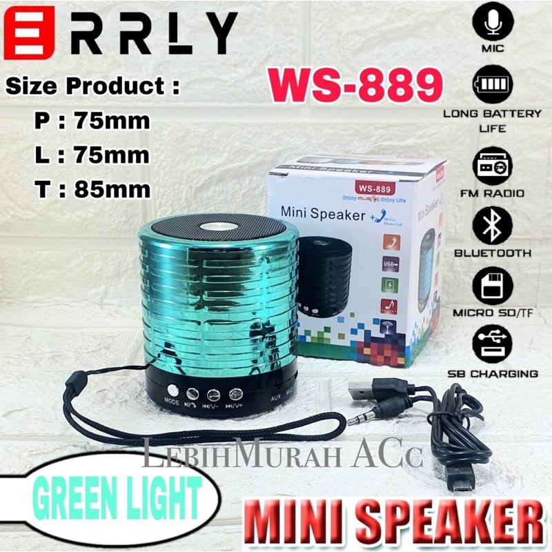 MINI Speaker Bluetooth WS889 Wireless Music Box Motif Chorme Speaker Aktif Super Bass High Quality