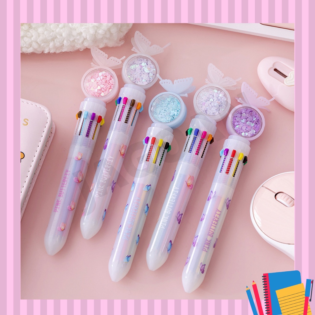 

[JAGOAN] Pulpen Gliter 10 warna Motif Kupu-Kupu JT0013