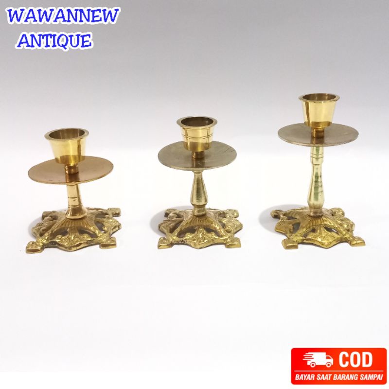 Tempat Lilin Aromaterapi Kuningan Motif Polos Akar / Candle Holder 10cm