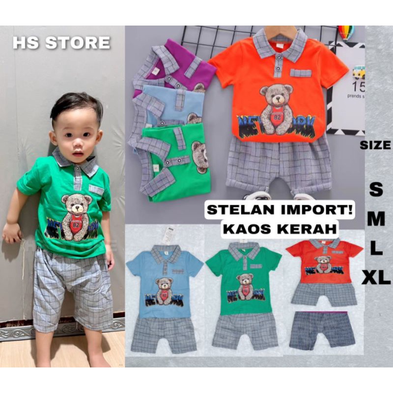 HARGA GROSIR!! SET CELANA KAOS KERAH IMPORT NEW YORK BEAR