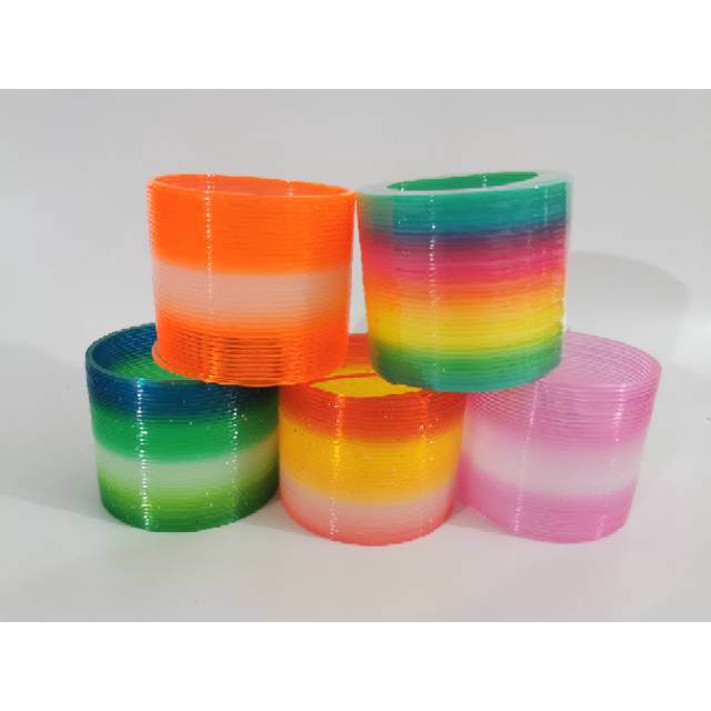 [BISA COD] Rainbow spring sedang mainan per pegas pelangi slinky 4.5 x 5