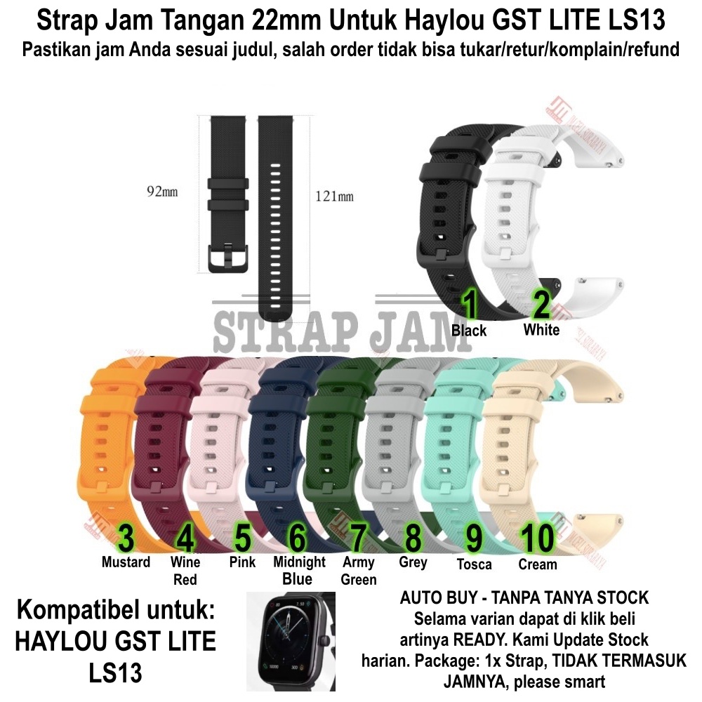 Tali Jam Tangan Haylou GST Lite LS13 22mm OYE - Strap Rubber Silikon Lentur Nyaman