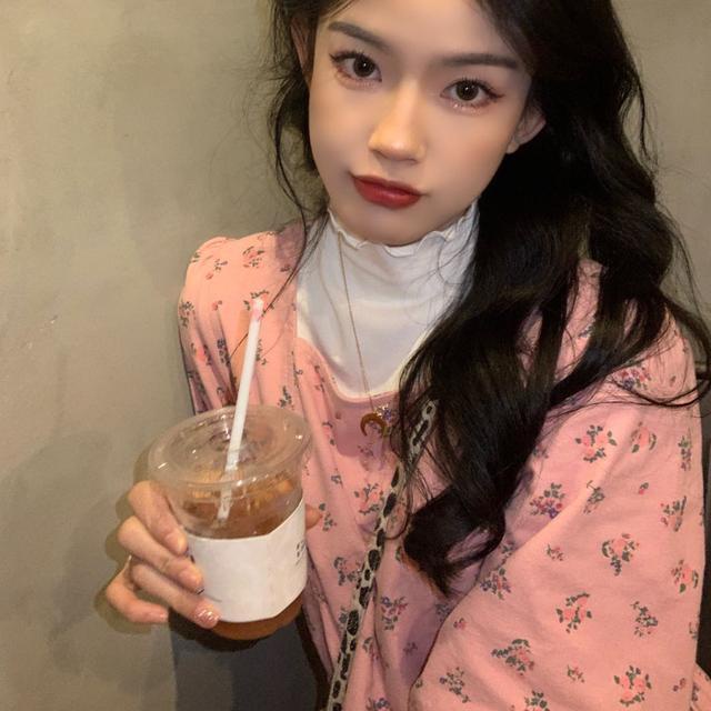 Suhao setelan jas dua potong wanita gaya Korea chic trendi kerah persegi retro lembut tali bunga musim gugur dan musim dingin semua pertandingan gaun lengan panjang