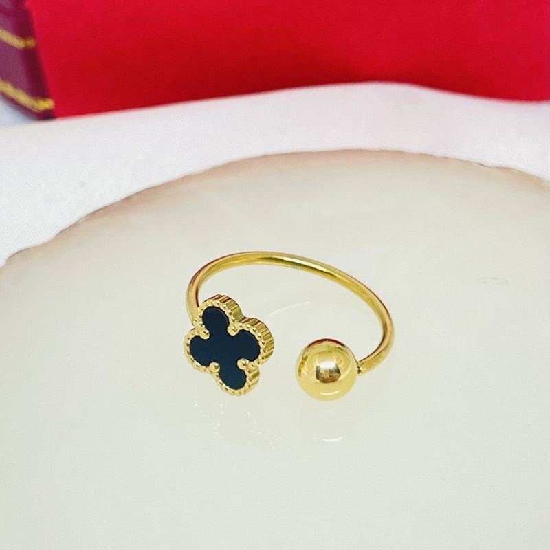 Cincin titanium bunga keramik fashion korea Gold