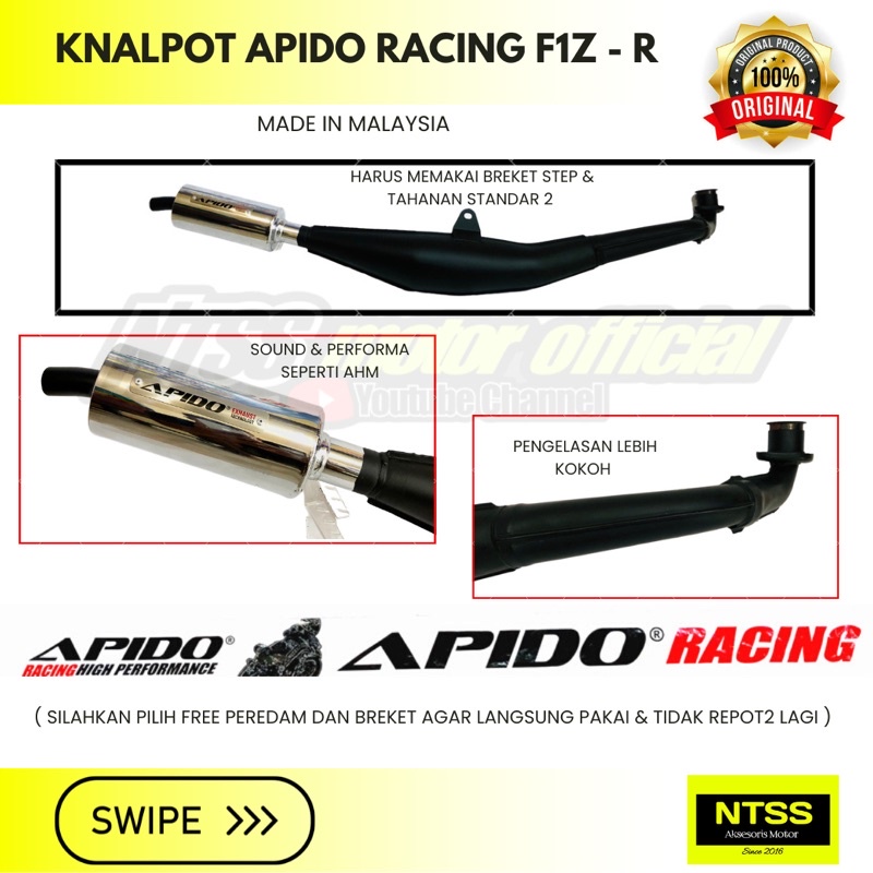 KNALPOT APIDO RACING ORIGINAL MALAYSIA F1ZR FIZR SS TWO / ForceOne F1Z AHM